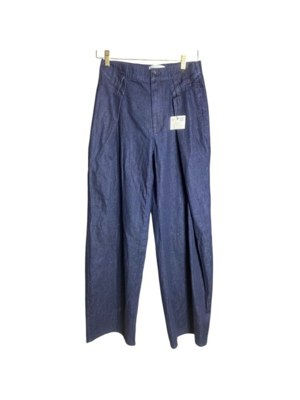 Zara Wide Leg High Waist Blue Shimmer Pants NWT Size XS (US 2)